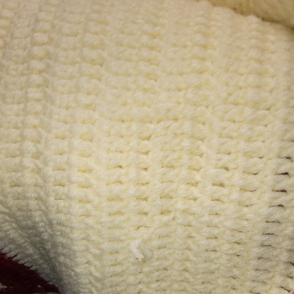 vintage Granny Square beige and redafghan crochet - Picture 4 of 4